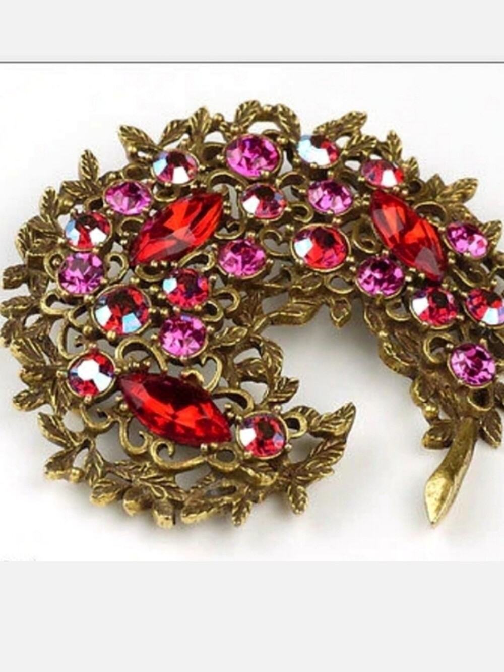 👉*VTG* "CRIMSON GLORY" RED AURORA BOREALIS CRYSTAL  BROOCH ~EMMONS 1960s ~MINT!